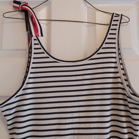 ⭐HOST PICK⭐ 083. Blue Striped Lace-up Straps Sleeveless Maxi Dress Size M - Picture 3 of 10